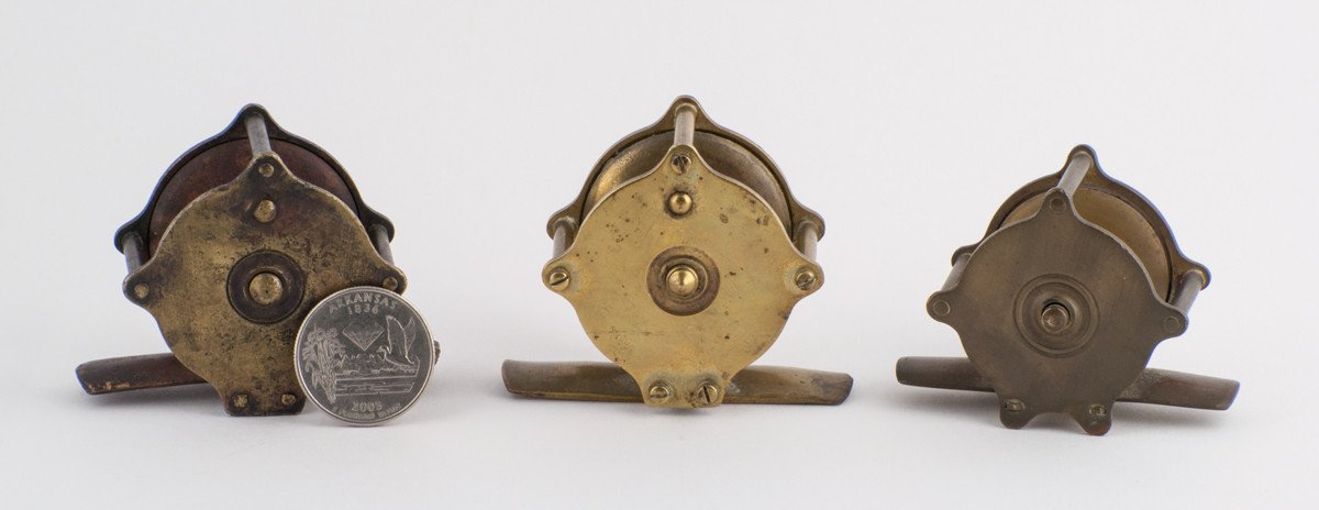 Three Raised Pillar Brass Fly Reels