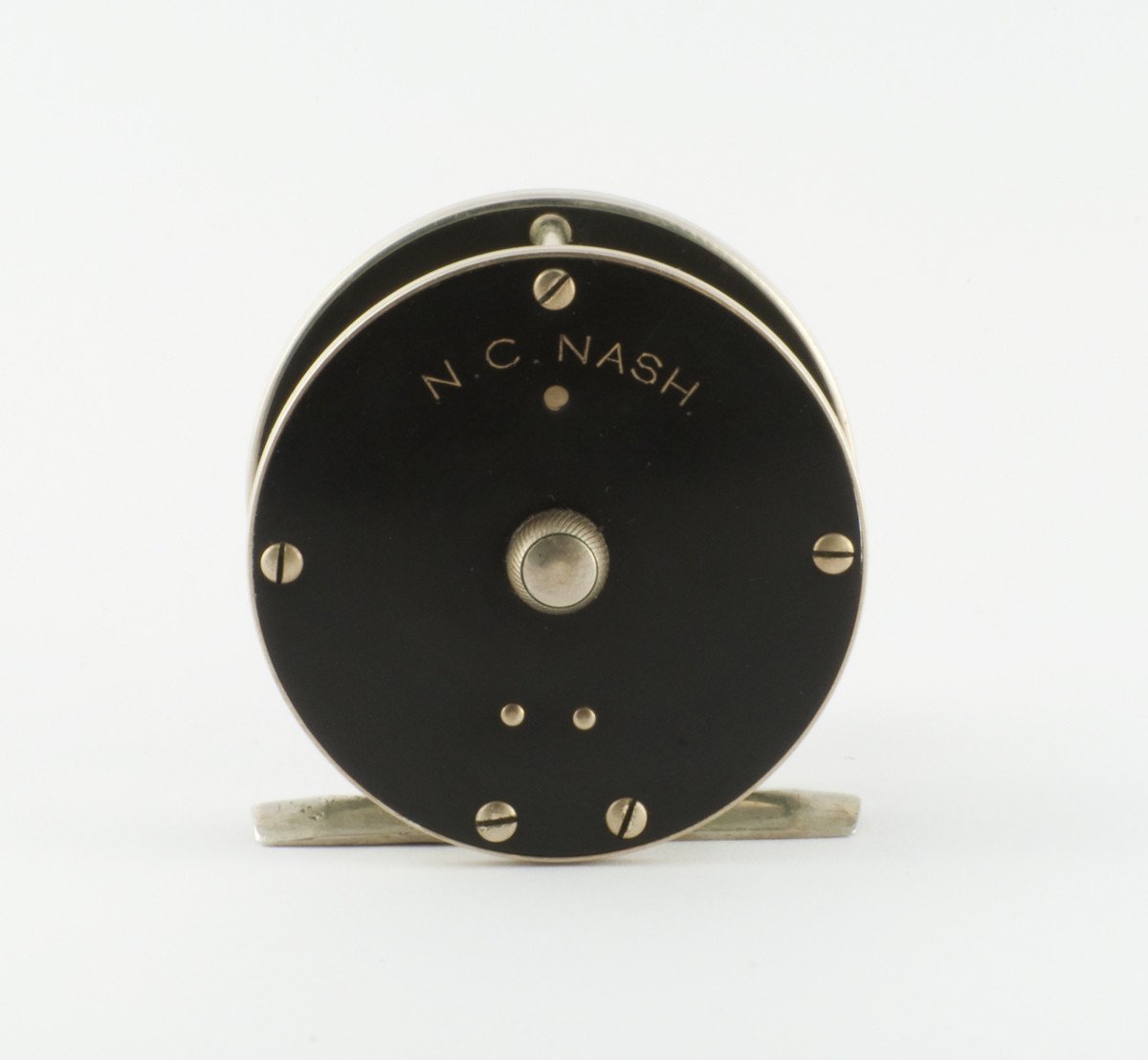 Julius Vom Hofe - early German silver / hard rubber fly reel - Size 3