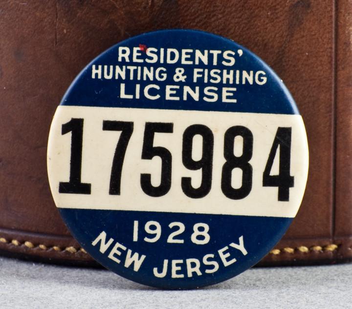 New Jersey Resident Hunting & Fishing License Badge - 1928