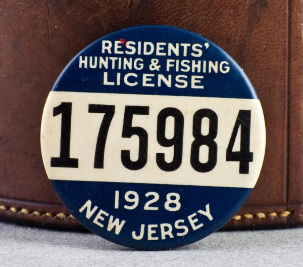 New Jersey Resident Hunting & Fishing License Badge - 1928 - Spinoza Rod  Company