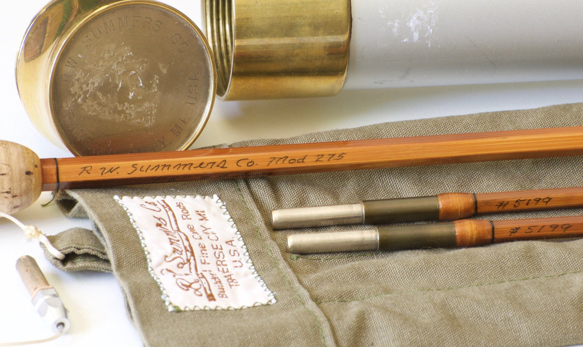 Bob Summers Model 275 Deluxe Bamboo Rod 7'6" 2/2 #4 - maker signature and rod markings