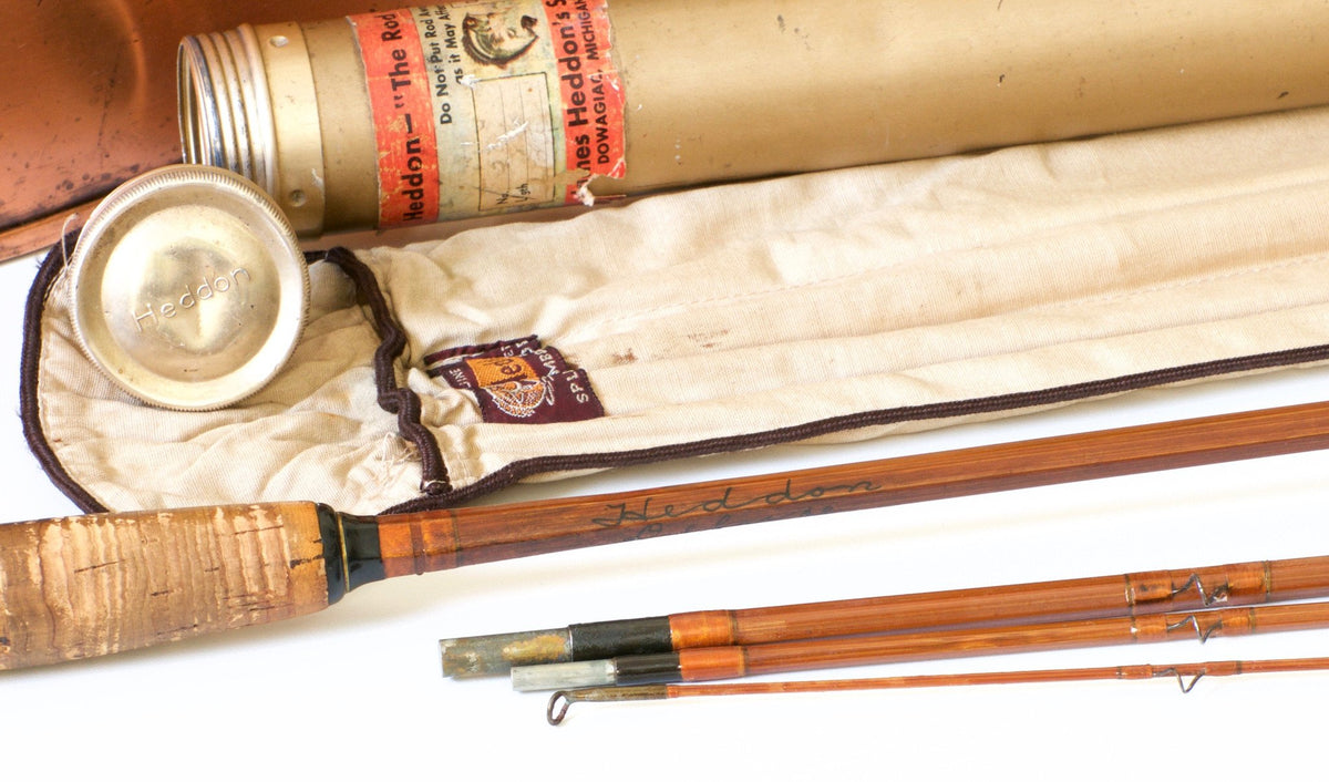 Heddon #50 Deluxe President 8'6" - 5wt 3/2 Bamboo Fly Rod - maker signature and rod markings