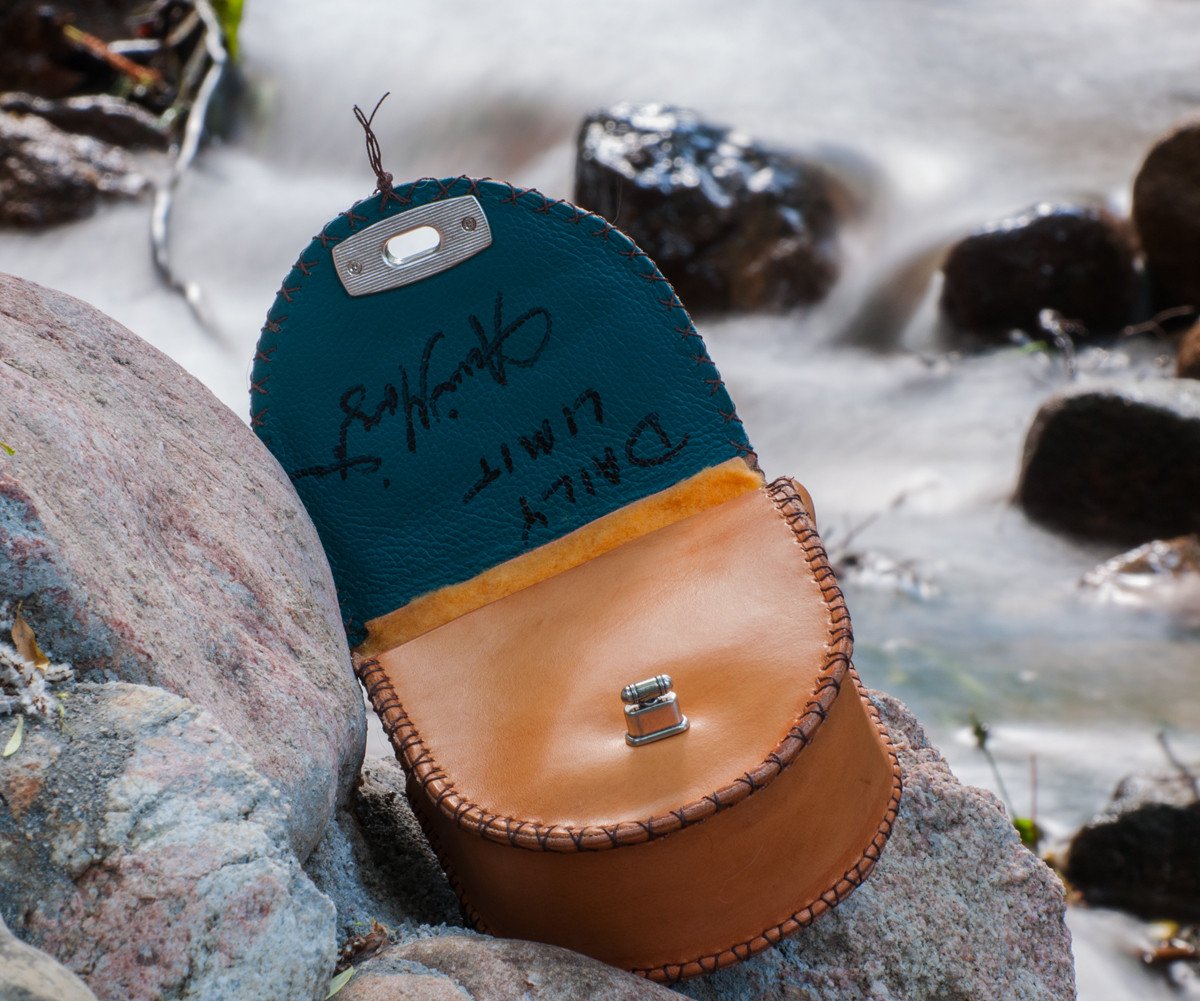 Annie Margarita Leather Reel Case - "Daily Limit" 