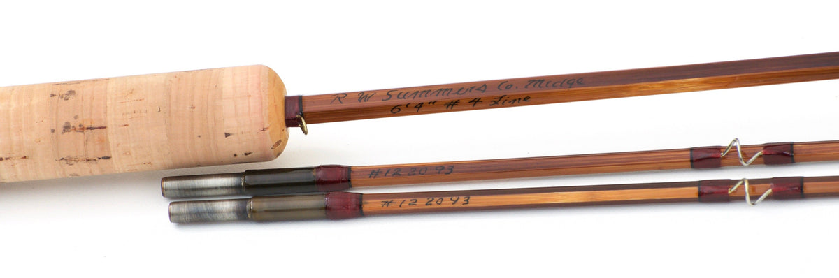 Bob Summers Midge Deluxe Bamboo Rod 6'4" 2/2 #4 - rod sections with wraps and hardware