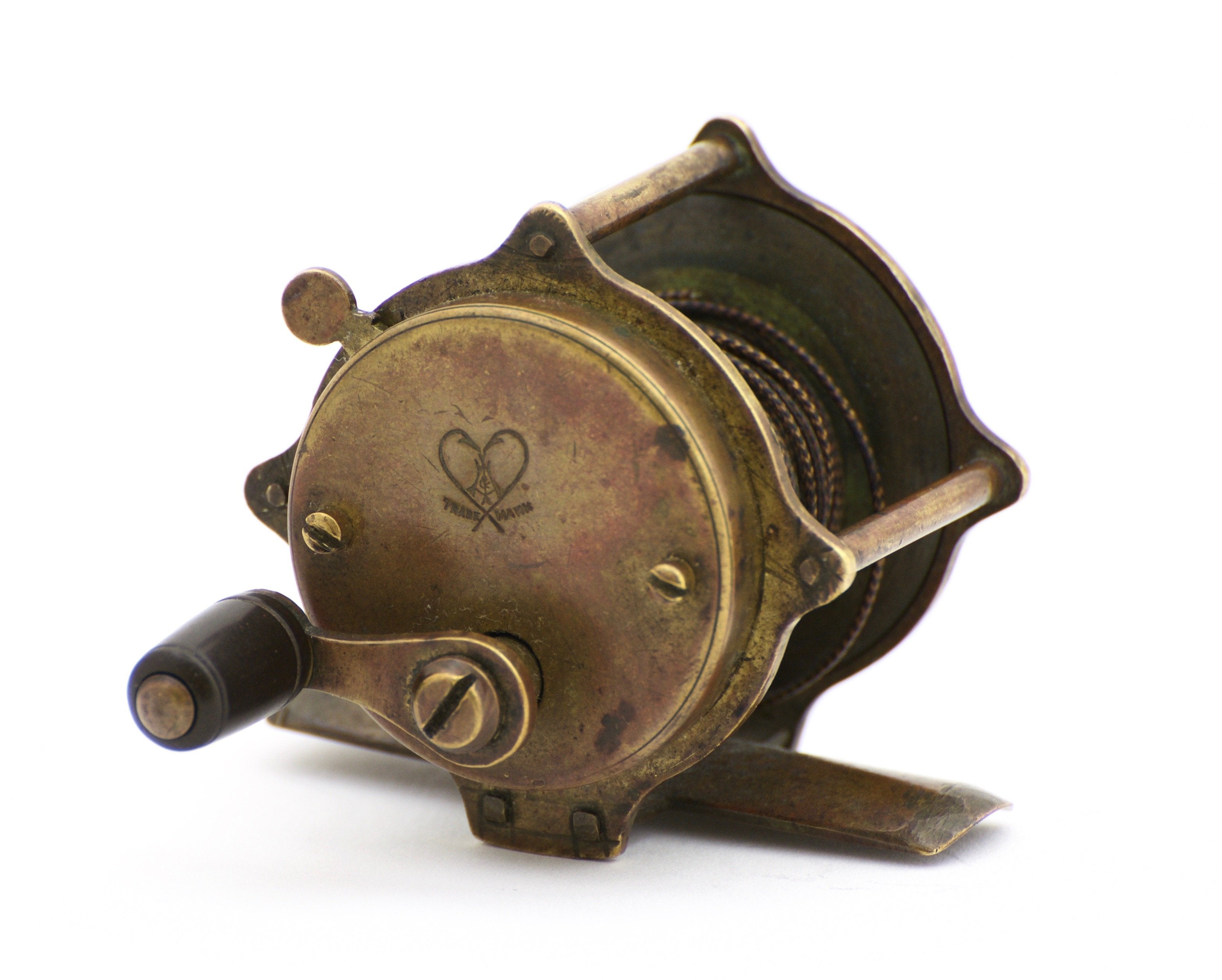 brass indian reproduction fishing reel Antique Mounted Reel, English Brass, Decorative, Travertine... London Fine Antiques Montague Pilar Casting Reel Vintage Brass Fly Fishing Reel