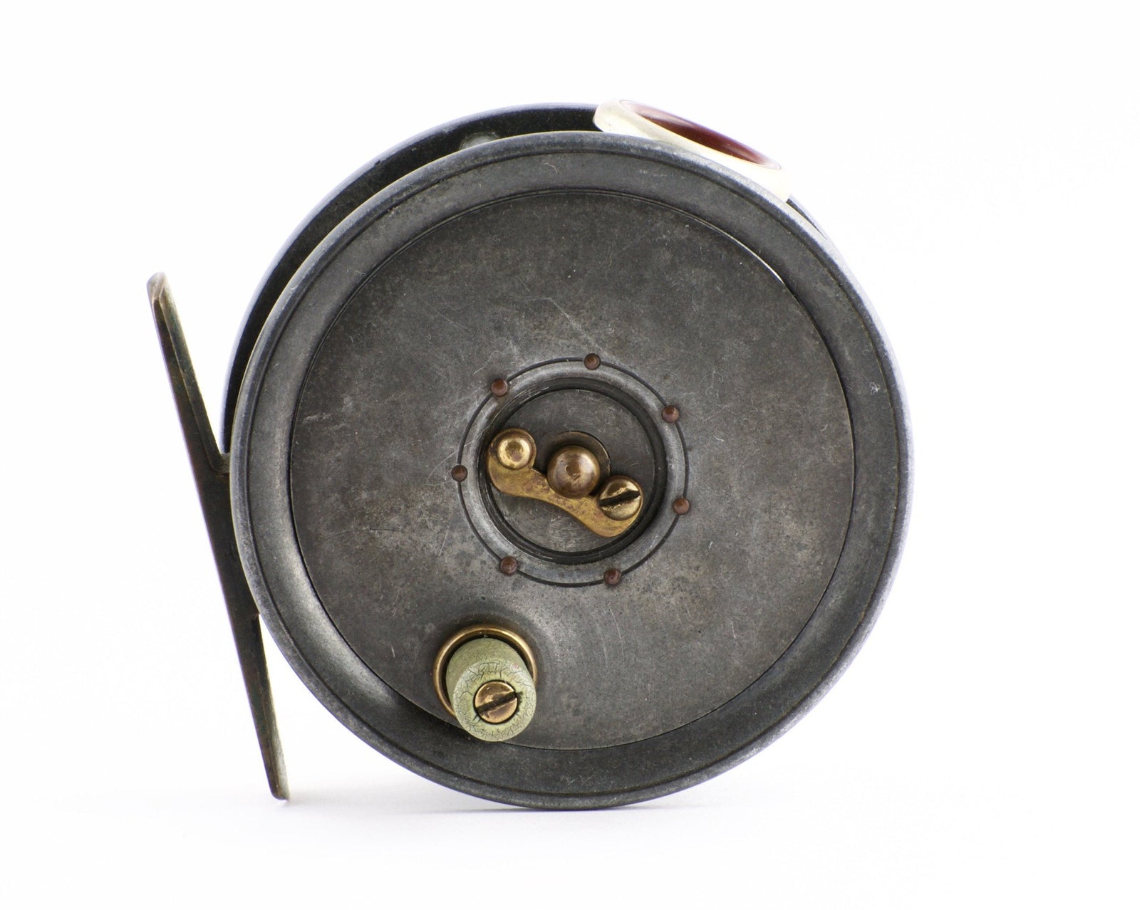 Dingley 3 1/4" caged spool fly reel with red agate 