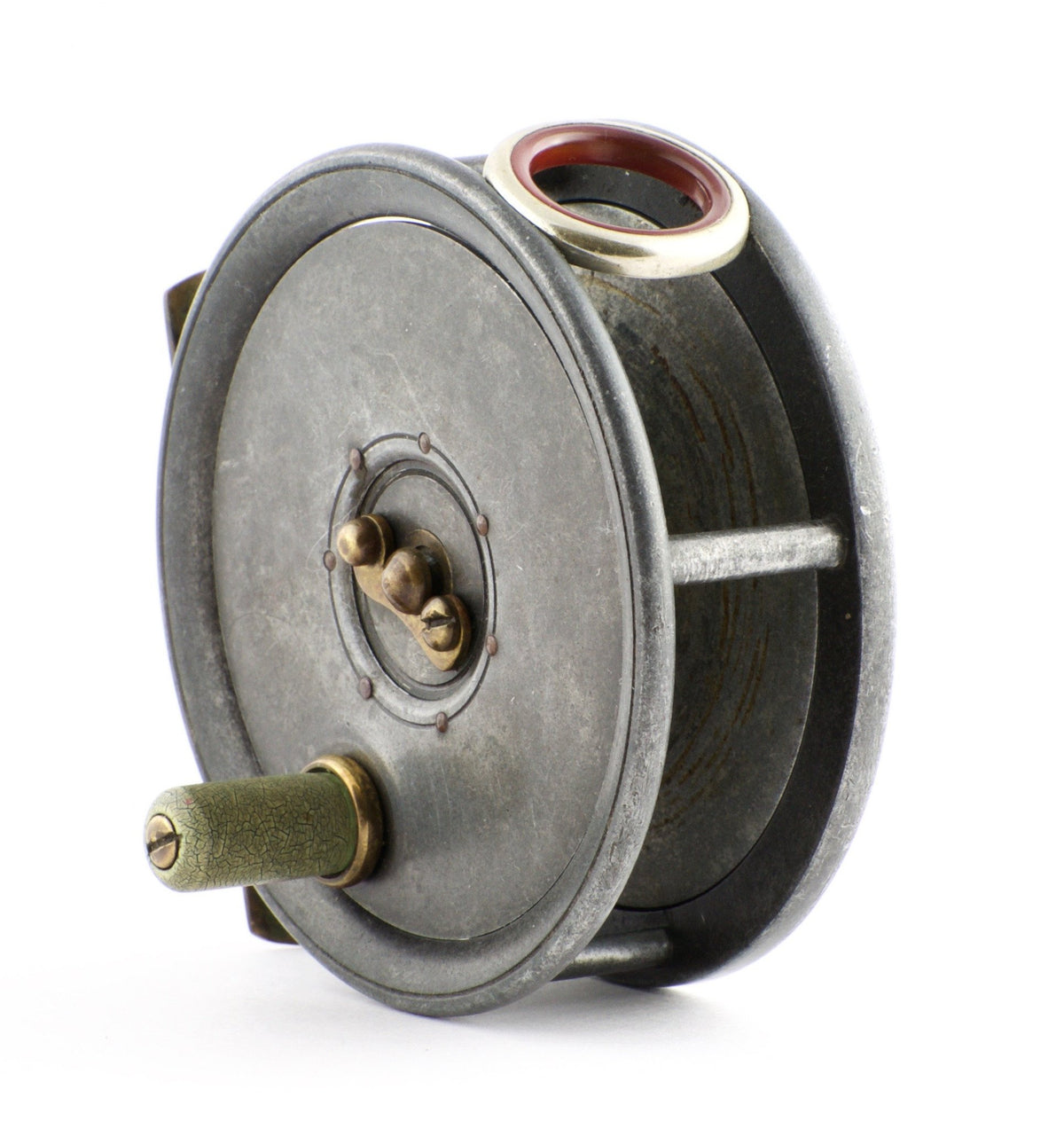 Dingley 3 1/4" caged spool fly reel with red agate 