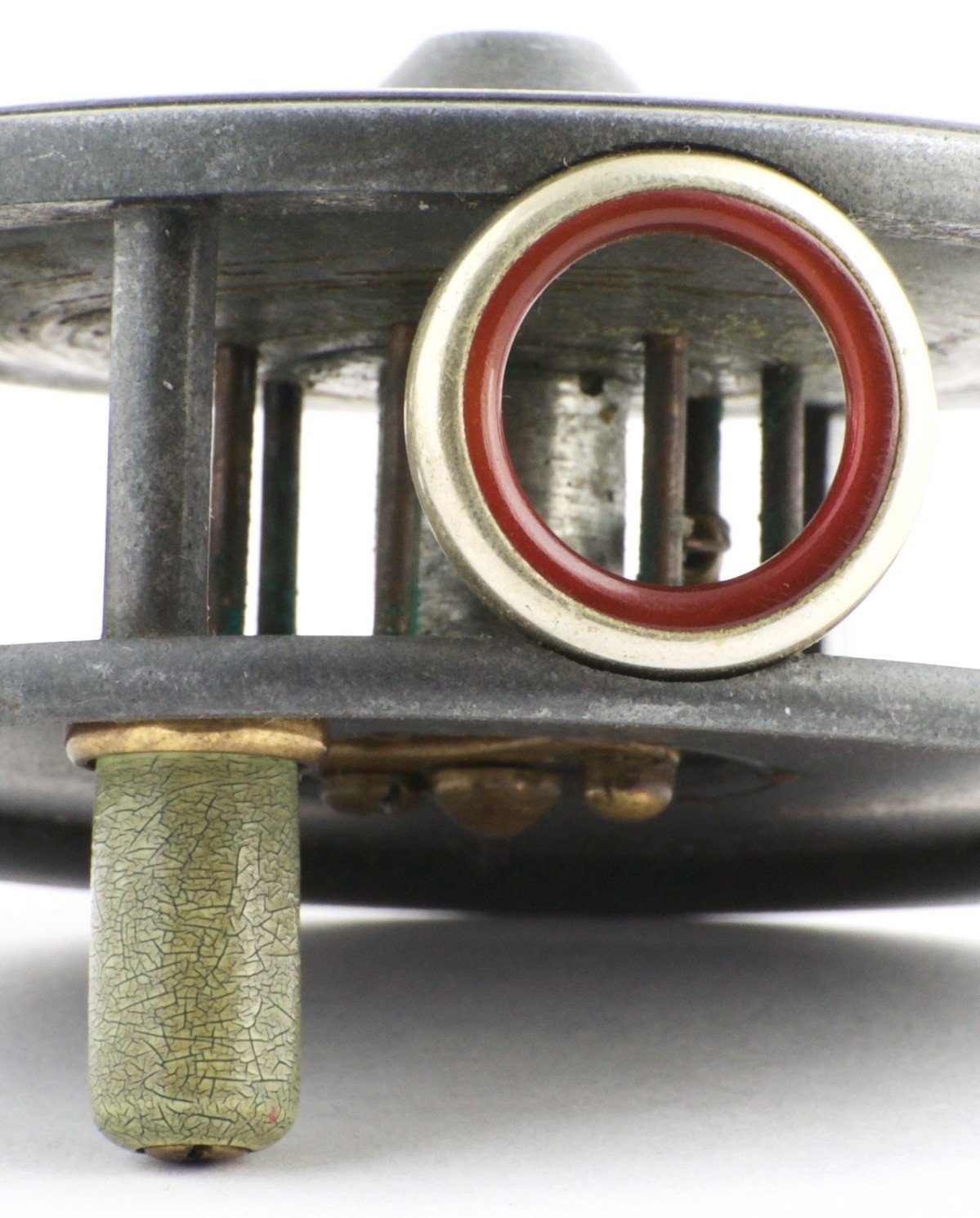 Dingley 3 1/4" caged spool fly reel with red agate 