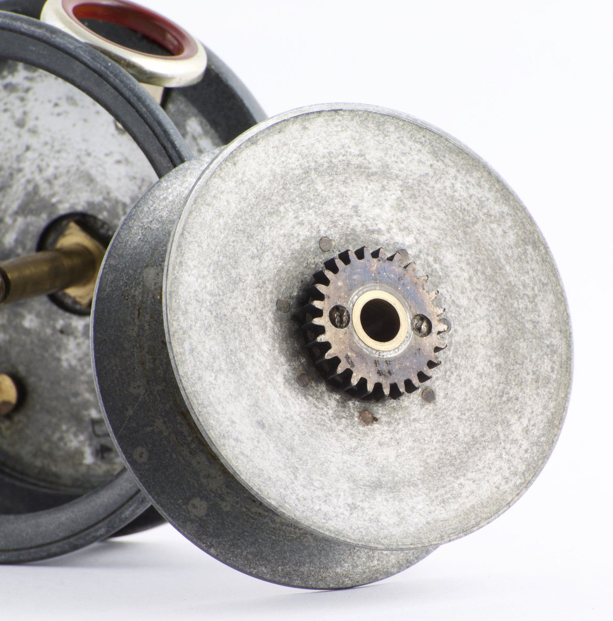 Dingley 3 1/4" caged spool fly reel with red agate 