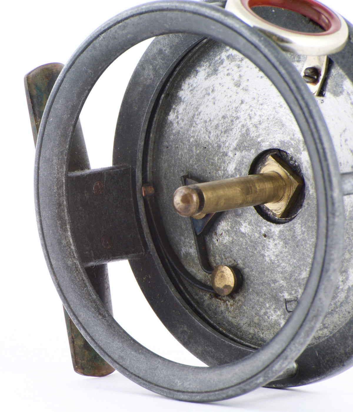 Dingley 3 1/4" caged spool fly reel with red agate 