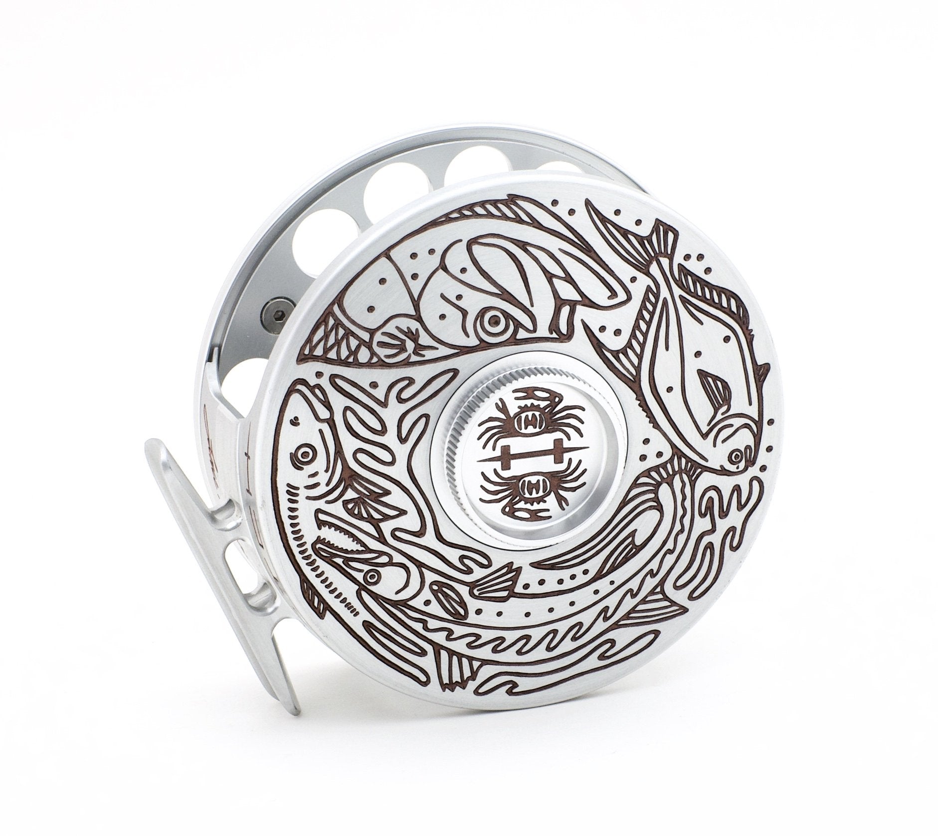 custom engraved fly reel Tibor Reels - The Riptide - Frost Silver with Lime - Tarpon Eng The first custom engraved reel of the year from Hatch Outdoors is here Custom laser engraving on fly