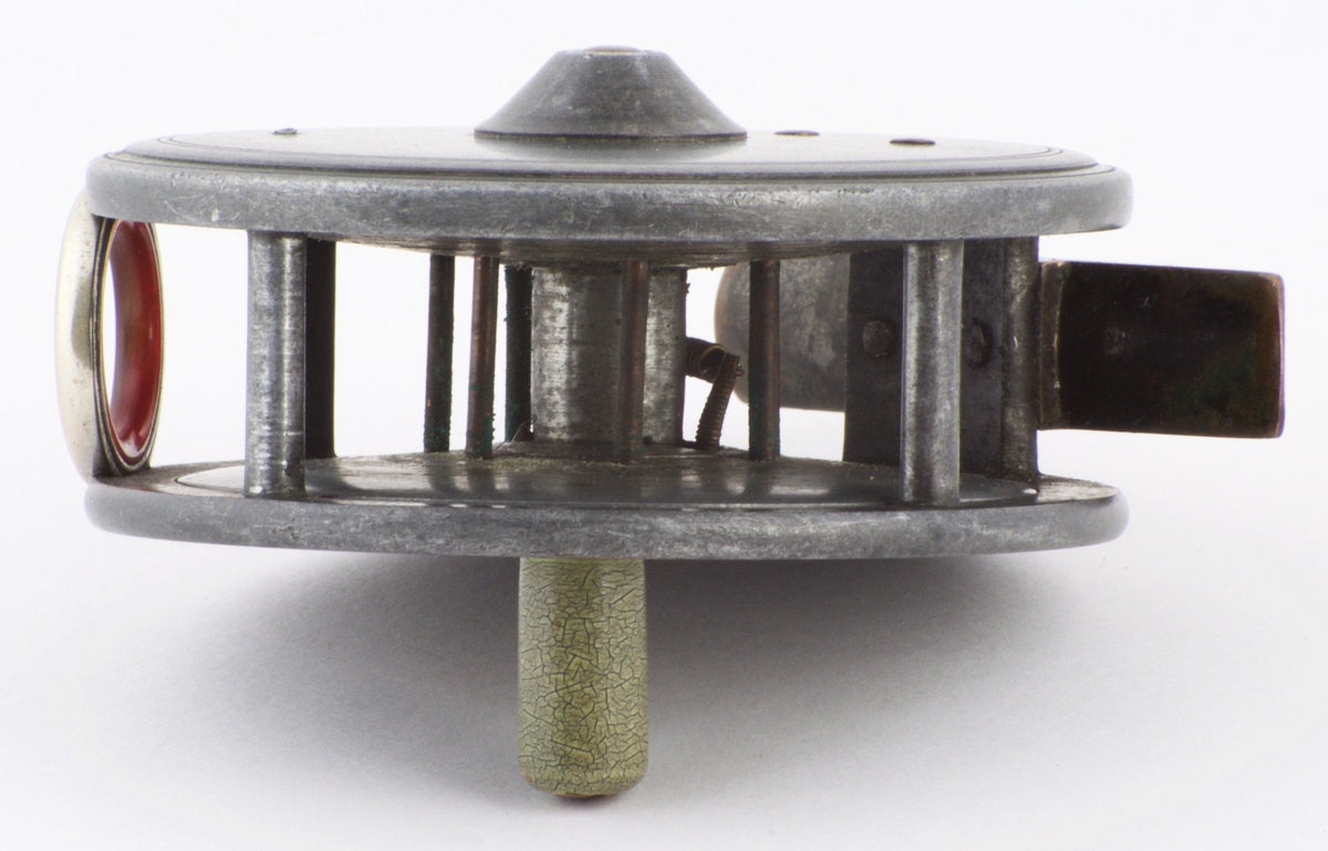 Dingley 3 1/4" caged spool fly reel with red agate 