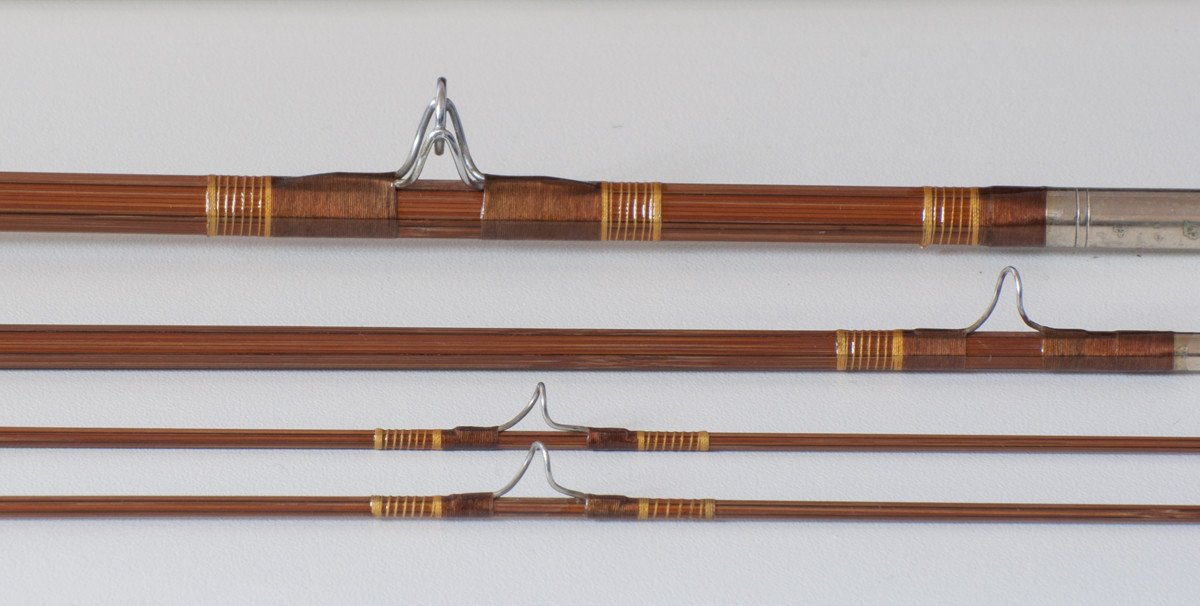 Phillipson Peerless Bamboo Rod 8' 3/2 5wt - rod sections with wraps