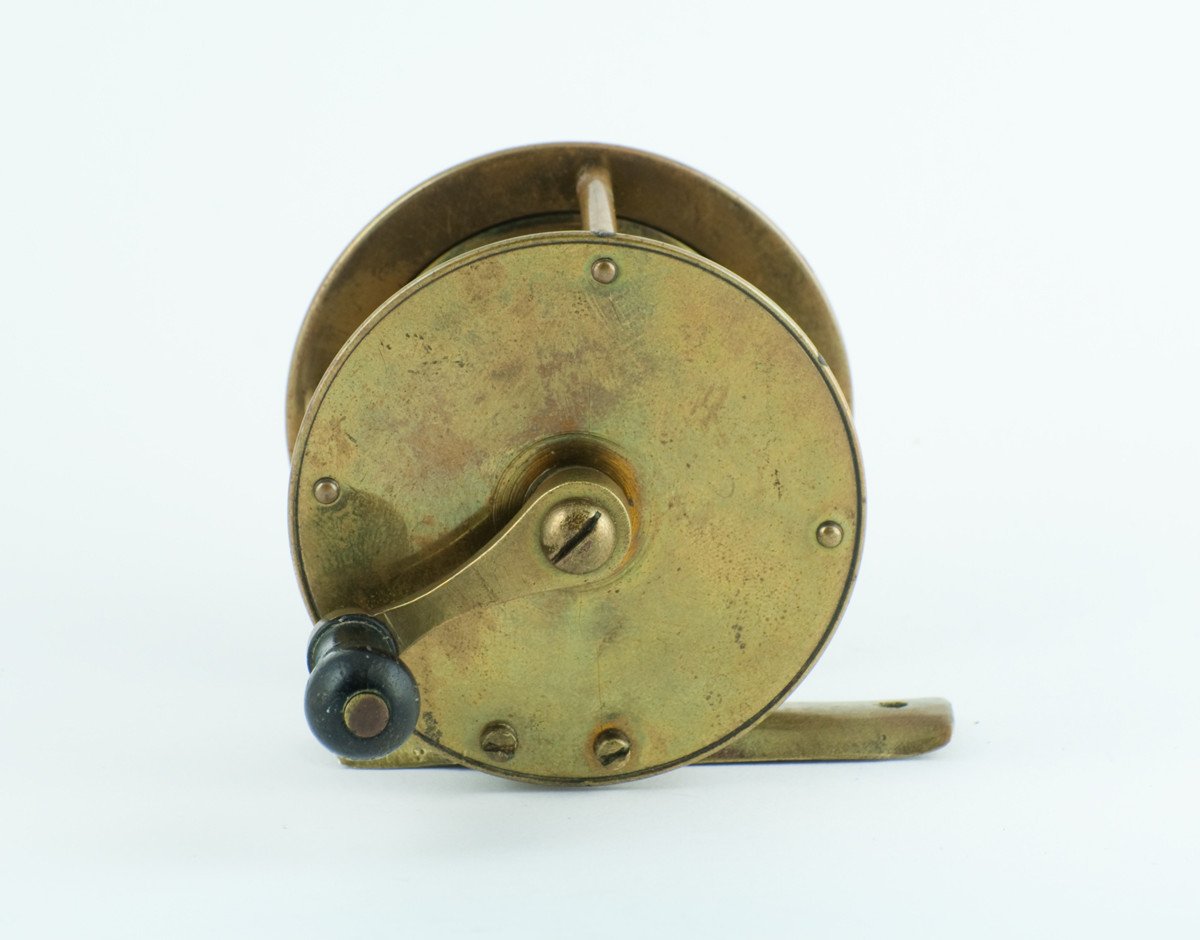 brass indian reproduction fishing reel Conroy Brass 2 1/4" Trout Reel