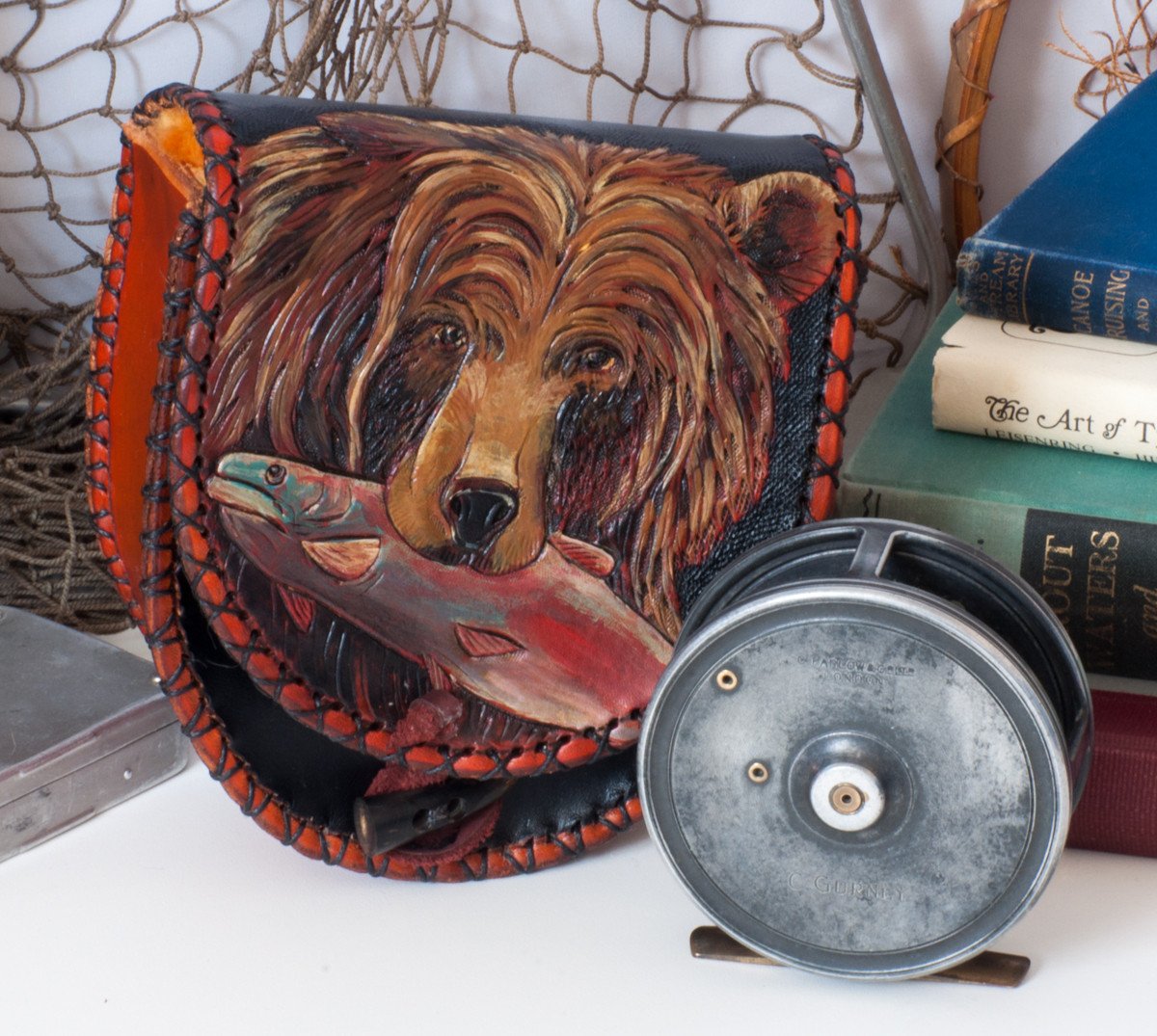 Annie Margarita Leather Reel Case - "Grizzly" 