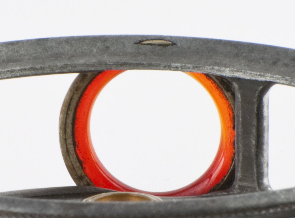 Hardy Perfect 3 3/8" 1912 check w/ red agate 