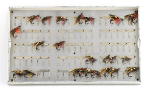 Japanned Salmon Fly Reservoir - stuffed with fine salmon flies 