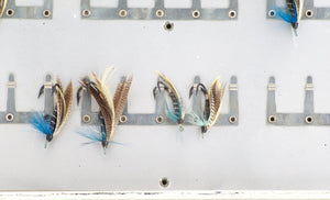 Japanned Salmon Fly Reservoir - stuffed with fine salmon flies