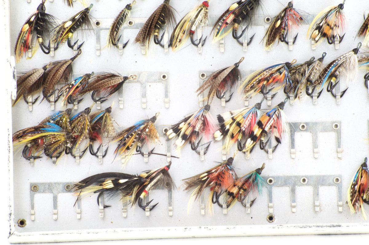 Japanned Salmon Fly Reservoir - stuffed with fine salmon flies