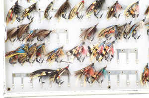 Japanned Salmon Fly Reservoir - stuffed with fine salmon flies 