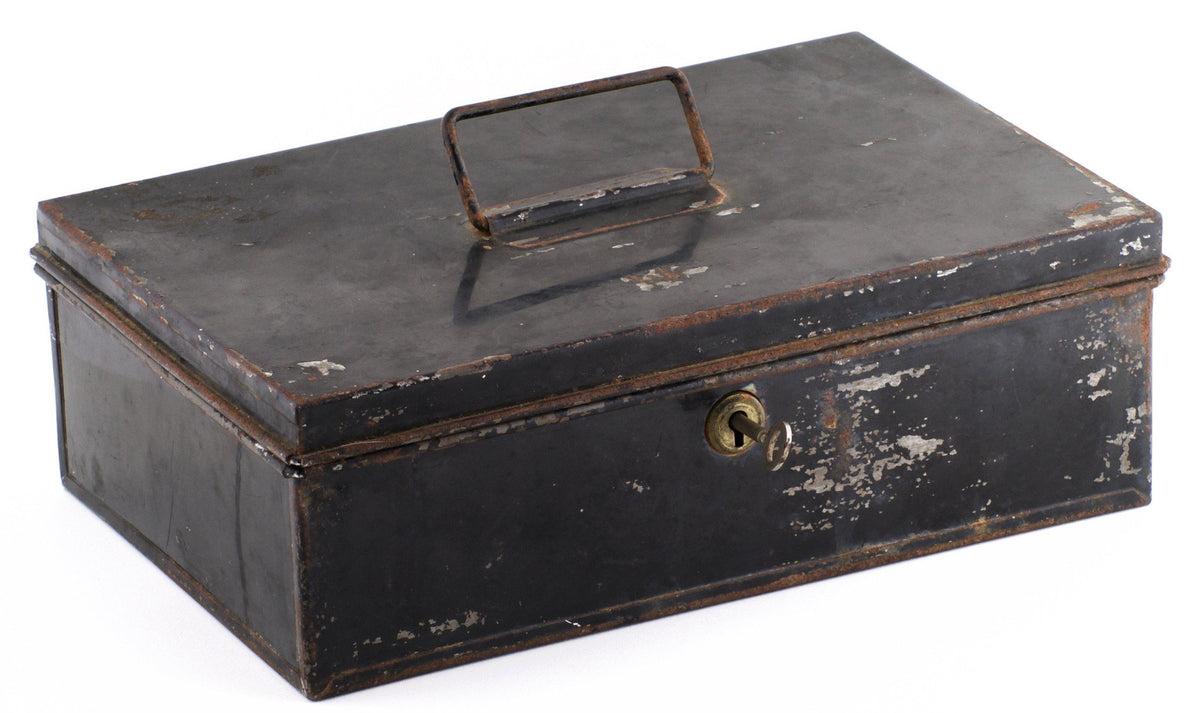 Japanned Salmon Fly Reservoir - stuffed with fine salmon flies