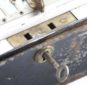 Japanned Salmon Fly Reservoir - stuffed with fine salmon flies 