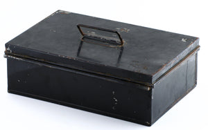 Japanned Salmon Fly Reservoir - stuffed with fine salmon flies 