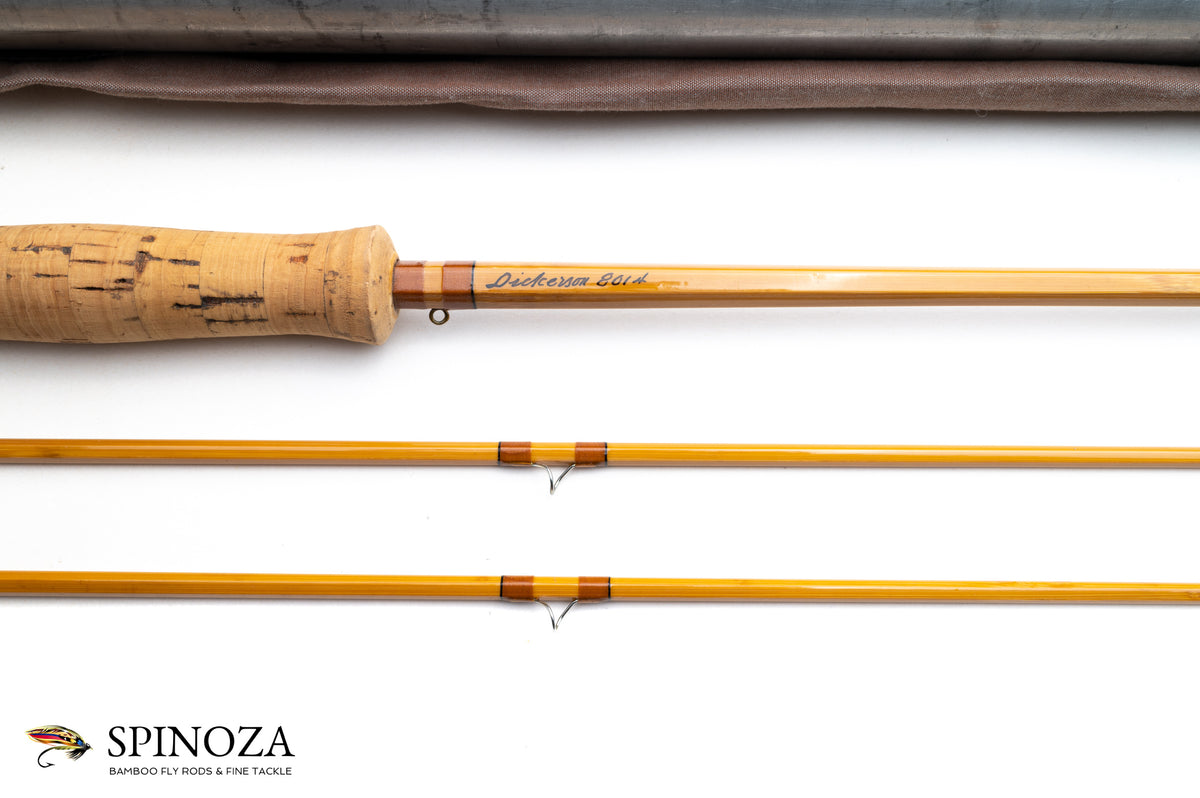 Lyle Dickerson 8014 Bamboo Fly Rod 8' 2/2 #5 - maker signature and rod markings