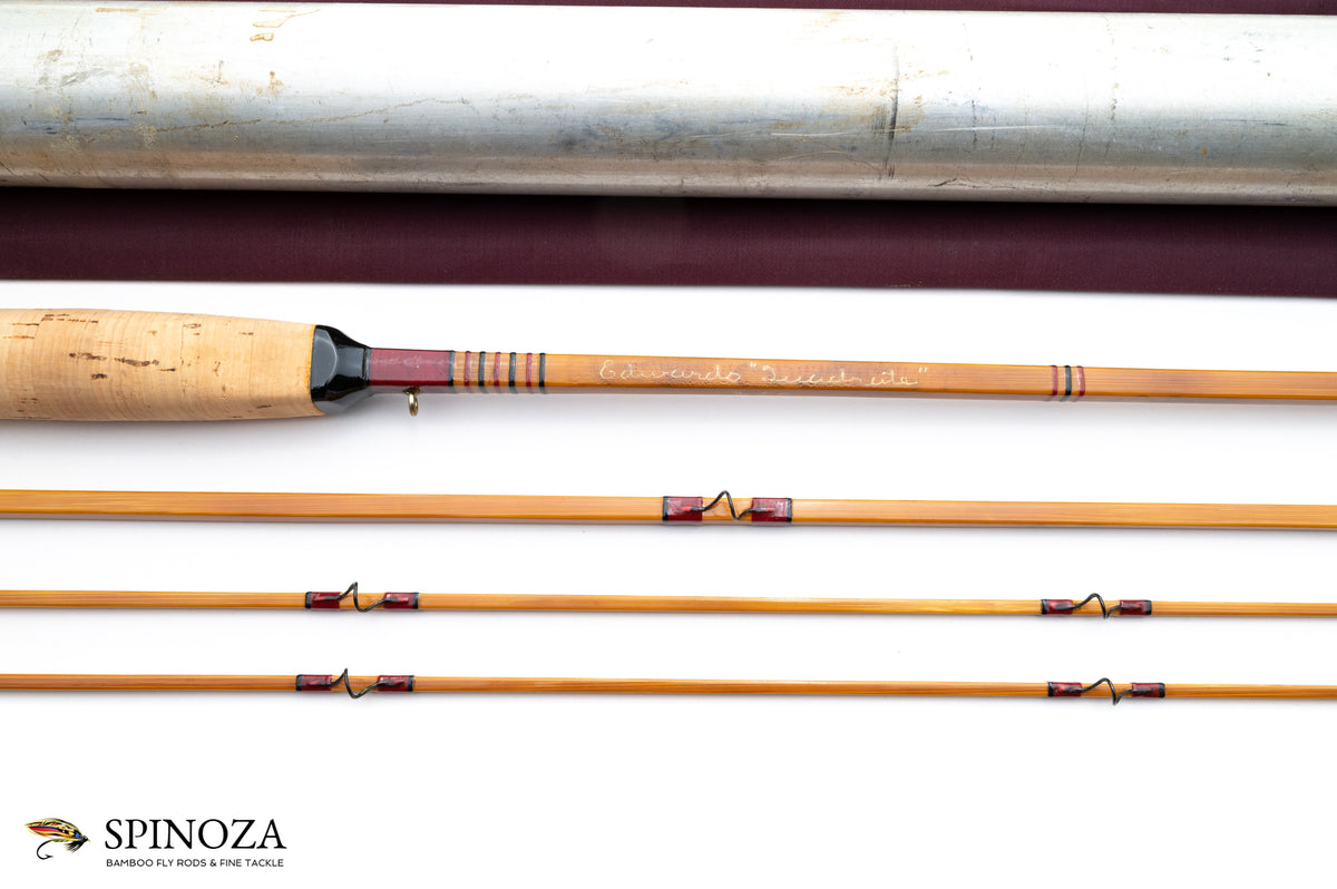 Edwards Quadrate Bamboo Fly Rod 8' 3/2 #6 - maker signature and rod markings