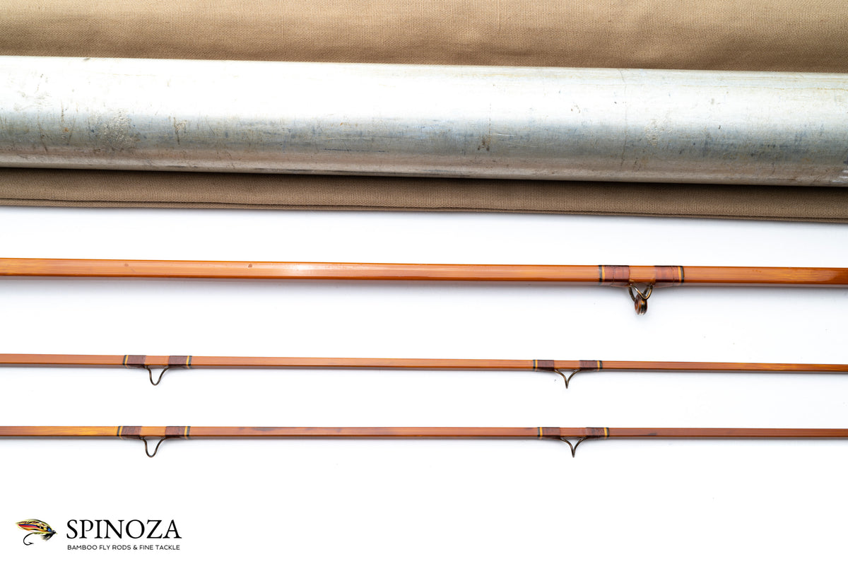 Edwards Quadrate Bamboo Fly Rod 8' 2/2 #6 - rod sections with guides and wraps