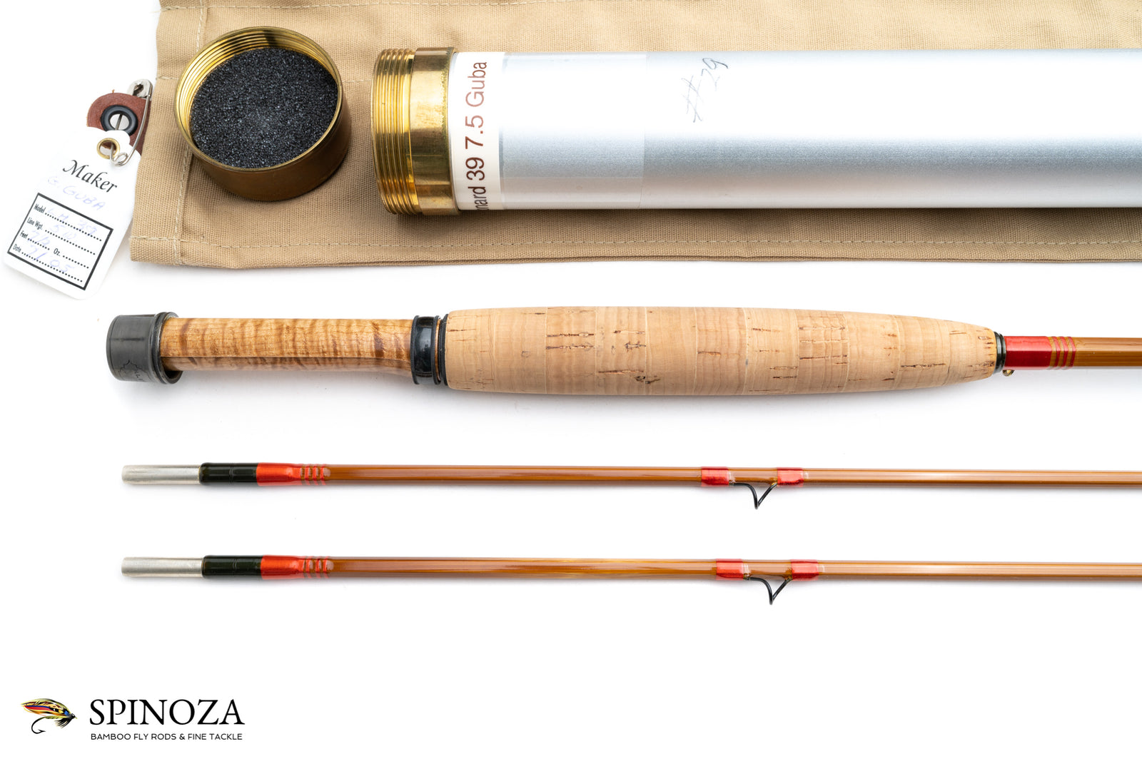 George Guba "Leonard 39-5" Model Bamboo Fly Rod 7'6" 2/2 #5 - grip and reel seat close-up