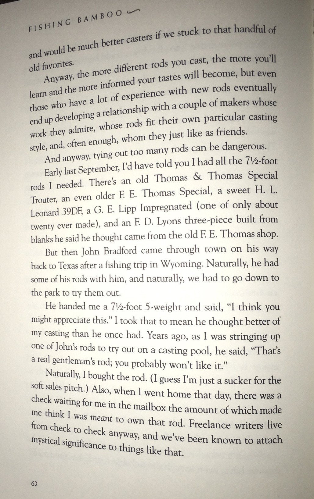 Lyons, Dwight -- 7'6 FE Thomas Style Bamboo Rod - Owned by John Gierach 