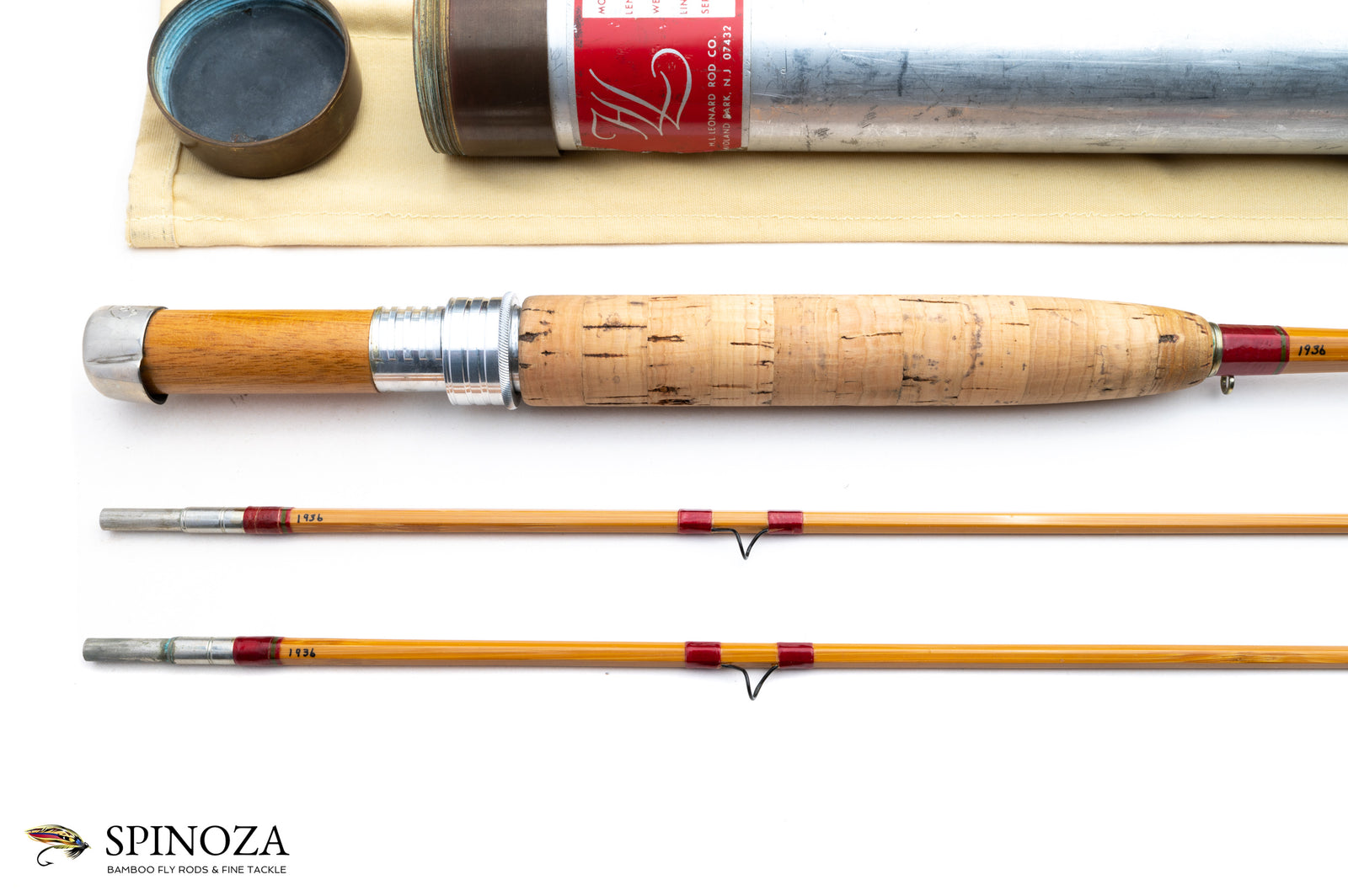 Leonard Model 39-5 Bamboo Fly Rod 7'6" 2/2 #5 - grip and reel seat close-up