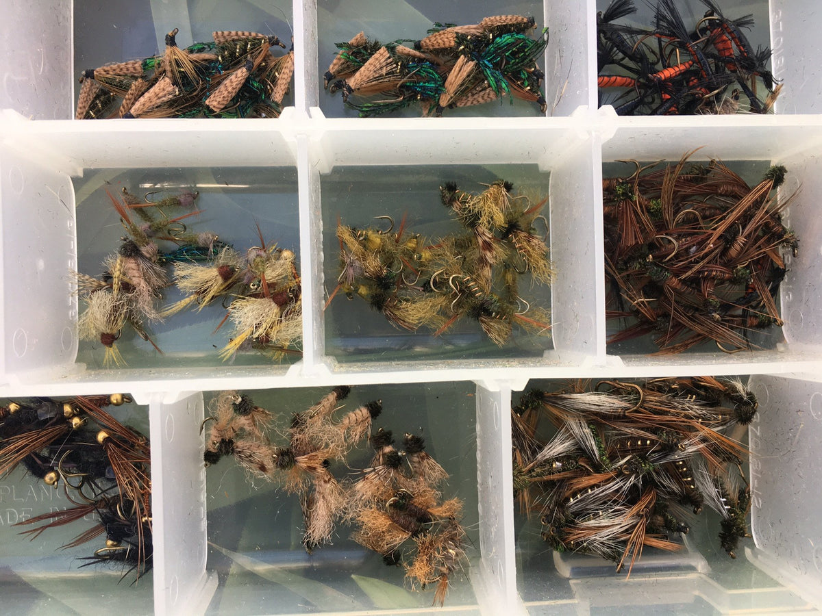 Plano fly box full of flies (nymphs and soft hackles) 