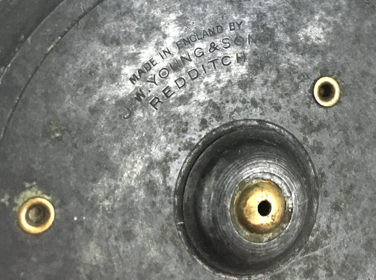 J.W. Young 3 1/8" Pattern 5 Red Agate Fly Reel 