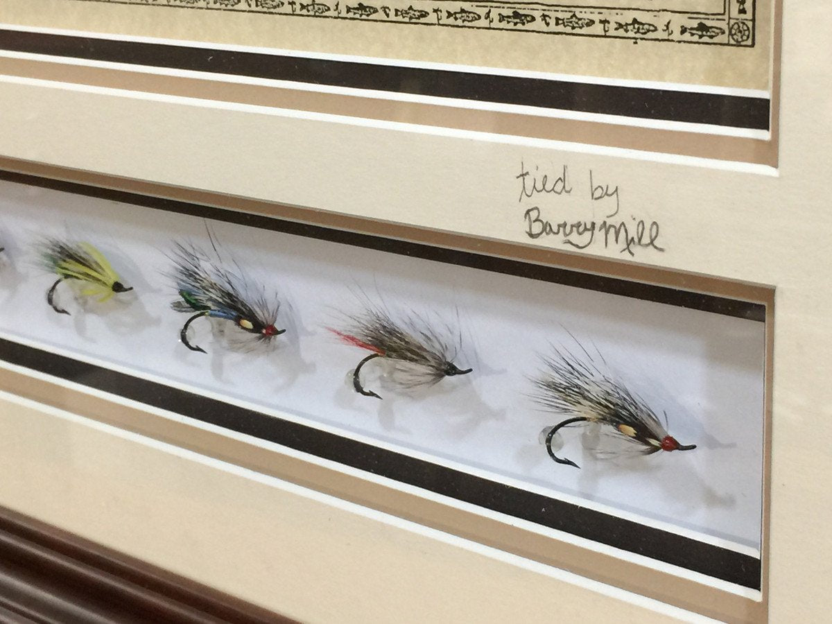 Salmon River Map with Barry Mill Flies (framed)