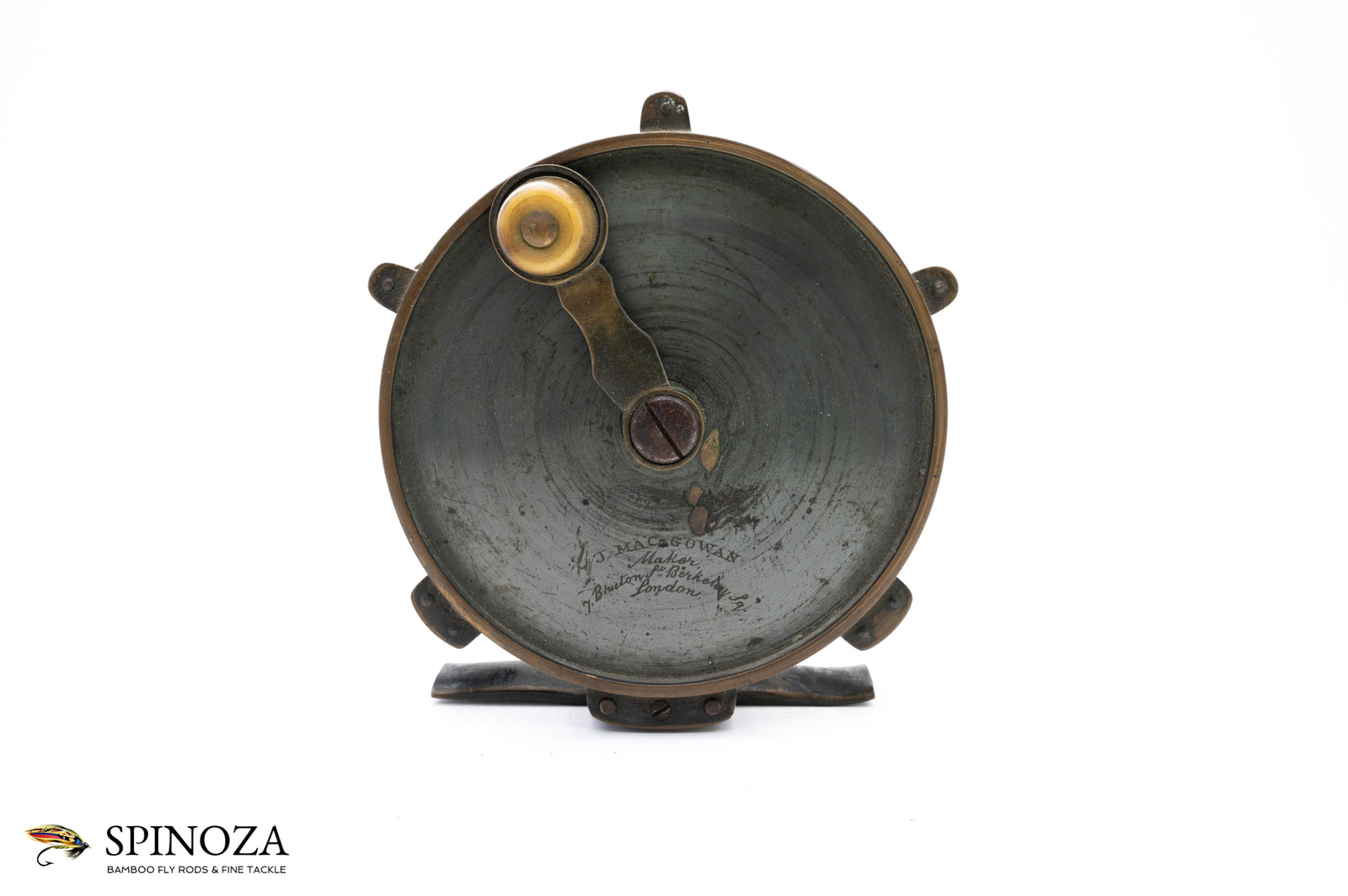 J MacGowan Raised Pillar Brass Salmon Winch