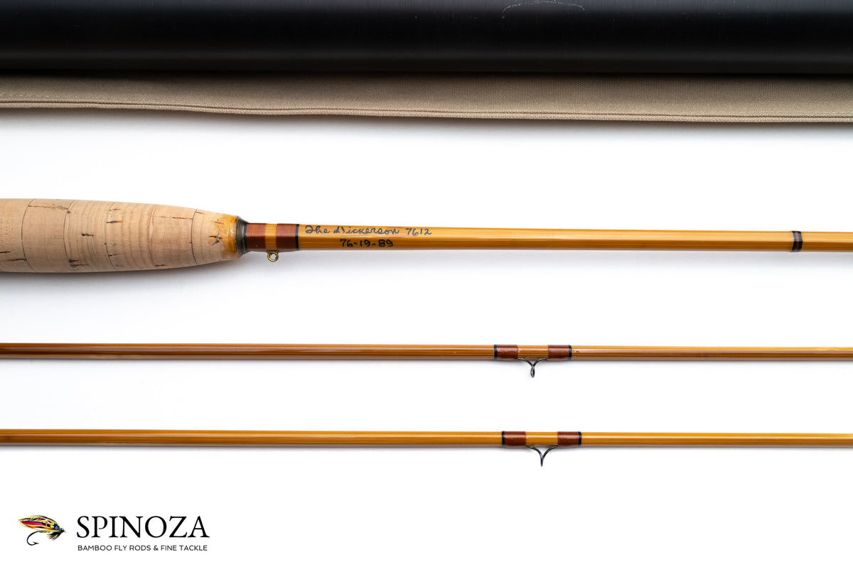 Jim Schaaf Dickerson 7612 Fly Rod 7'6" 2/2 #4 - maker signature and rod markings