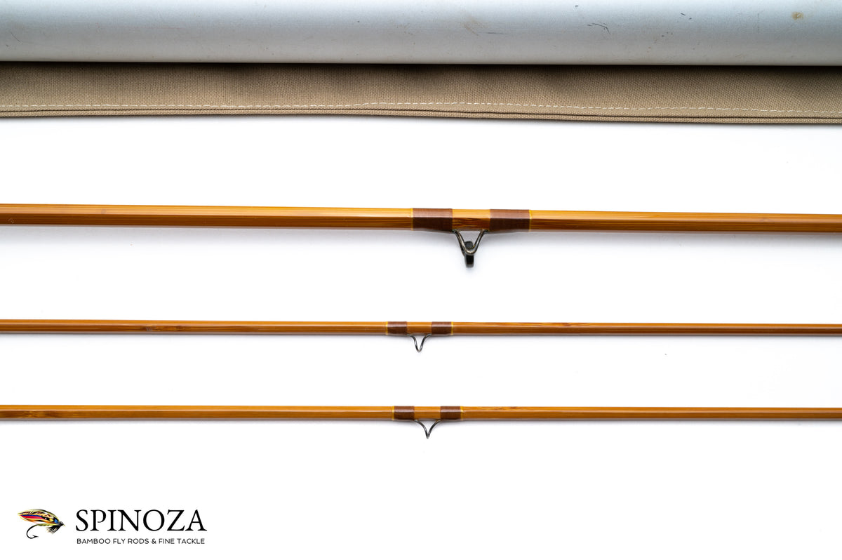 Jim Schaaf The Flame Treated Bamboo Fly Rod 8' 2/2 #6 - rod sections with guides and wraps