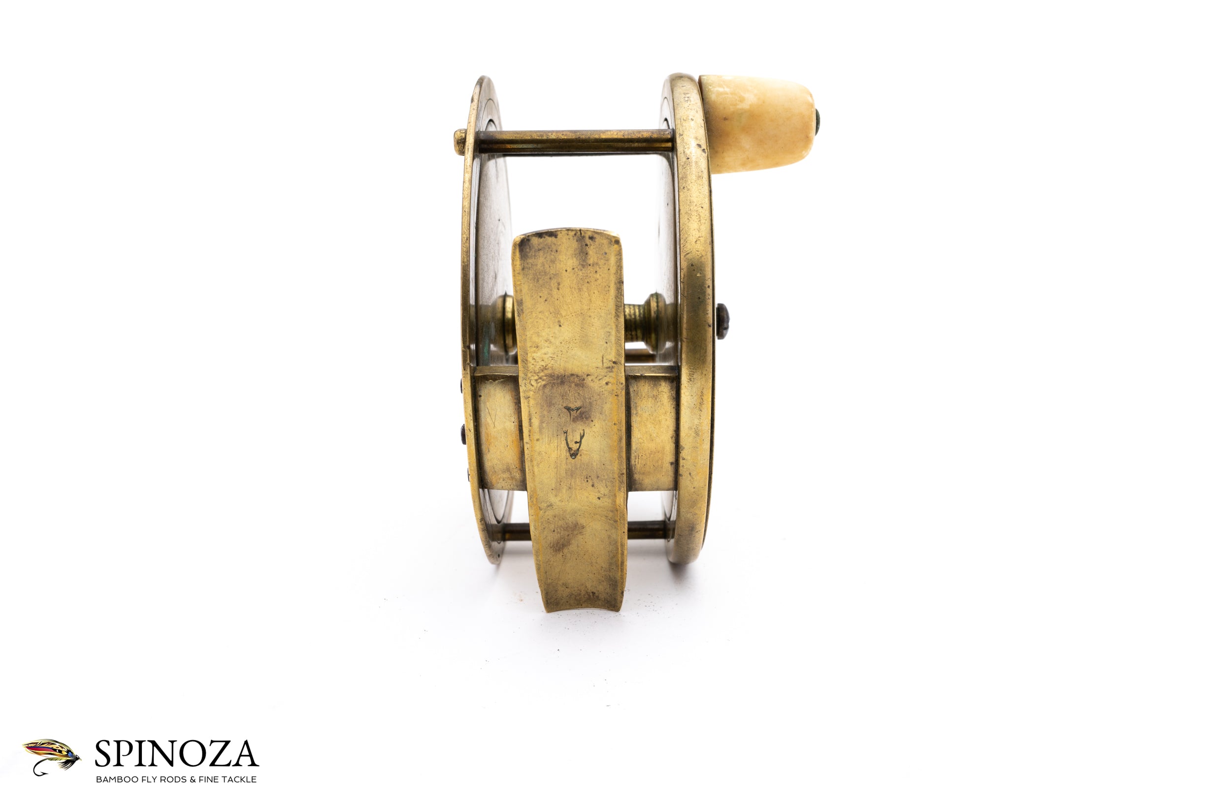 brass indian reproduction fishing reel Jones of London Brass Reel 4 1/2"