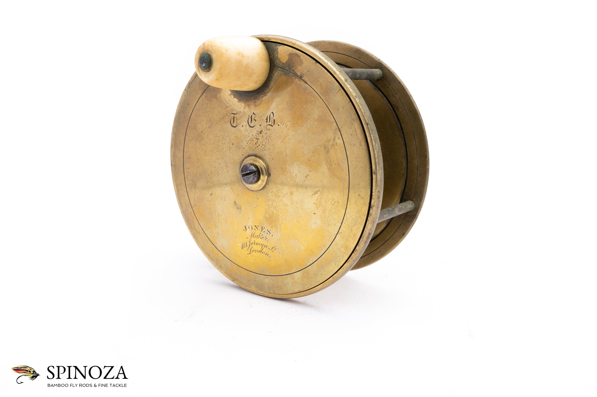 antique brass fly reels Jones of London Brass Reel 4 1/2"