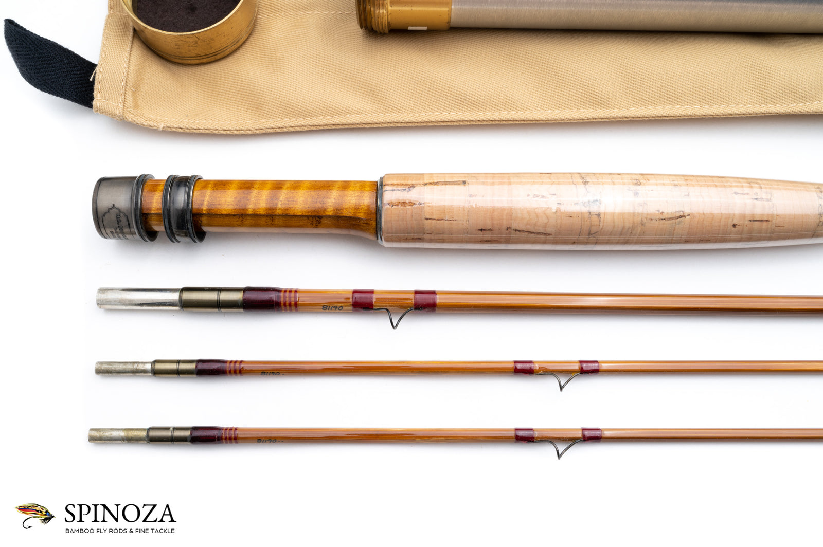 Leonard 49-6 Bamboo Fly Rod 7'6" 3/2 #6 - grip and reel seat close-up