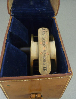JB Moscrop Patent Manchester Reel 5" with leather case 