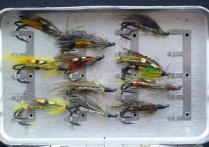 Perrine Salmon Fly Box (clips) with 58 flies