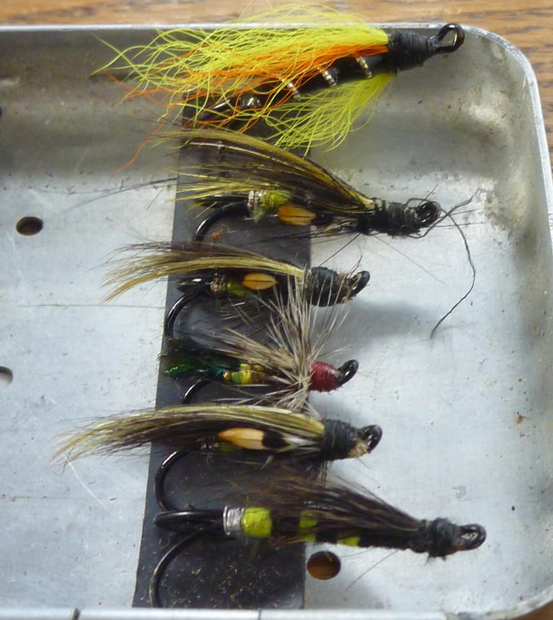 Perrine Fly Box with 22 double hook salmon flies