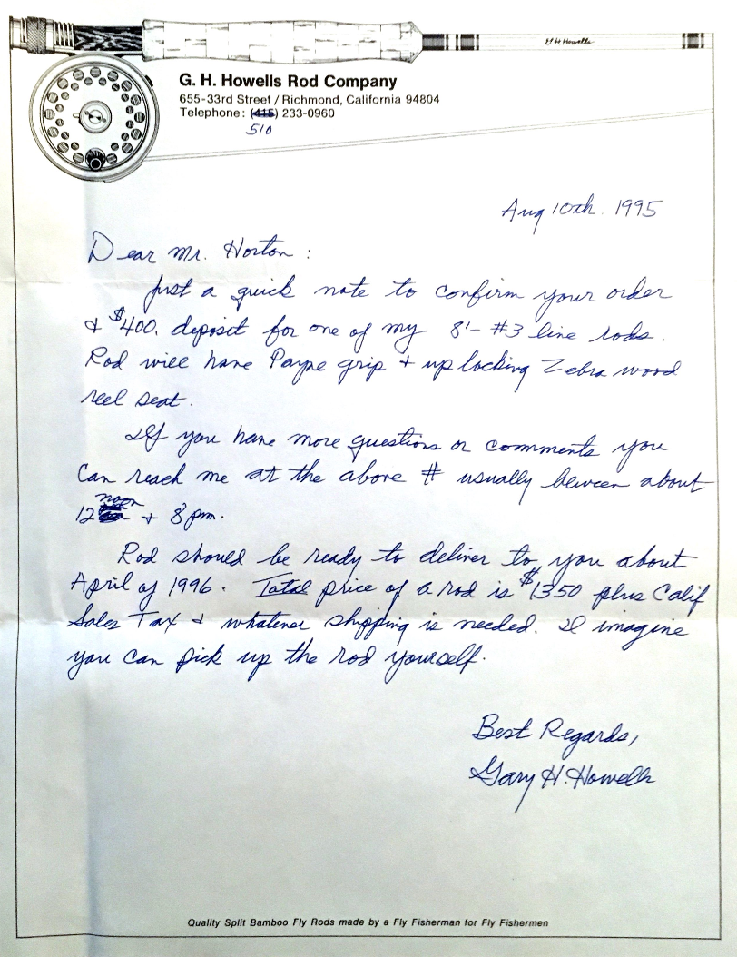 Howells, Gary -- 8' 2/2 3wt Bamboo Rod 