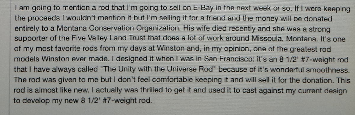 Winston R.L. / Tom Morgan - "Unity with the Universe" Fiberglass 8'6 7wt 