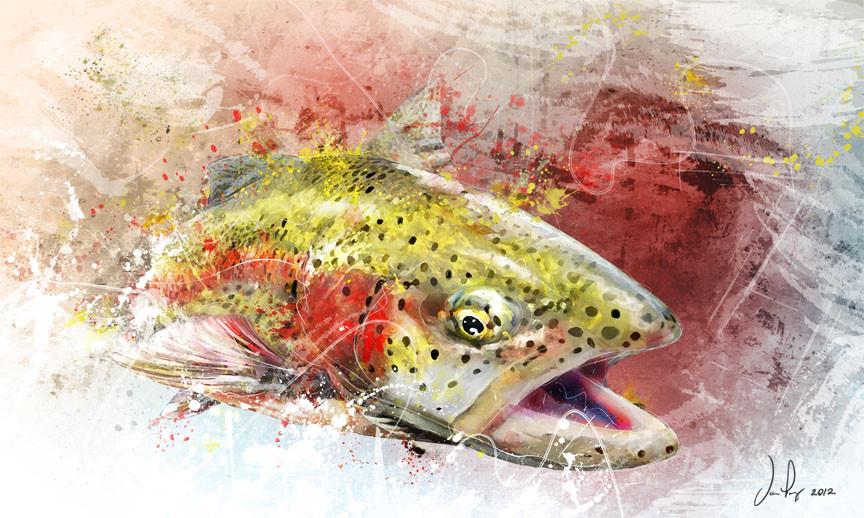 Fly Art by Daniel - Splash Series - Rainbow Trout