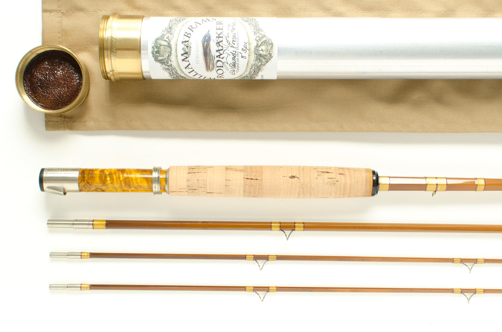 William Abrams Edwards Presentation Model Fly Rod 8' 3/2 #4 - handle grip and reel seat detail