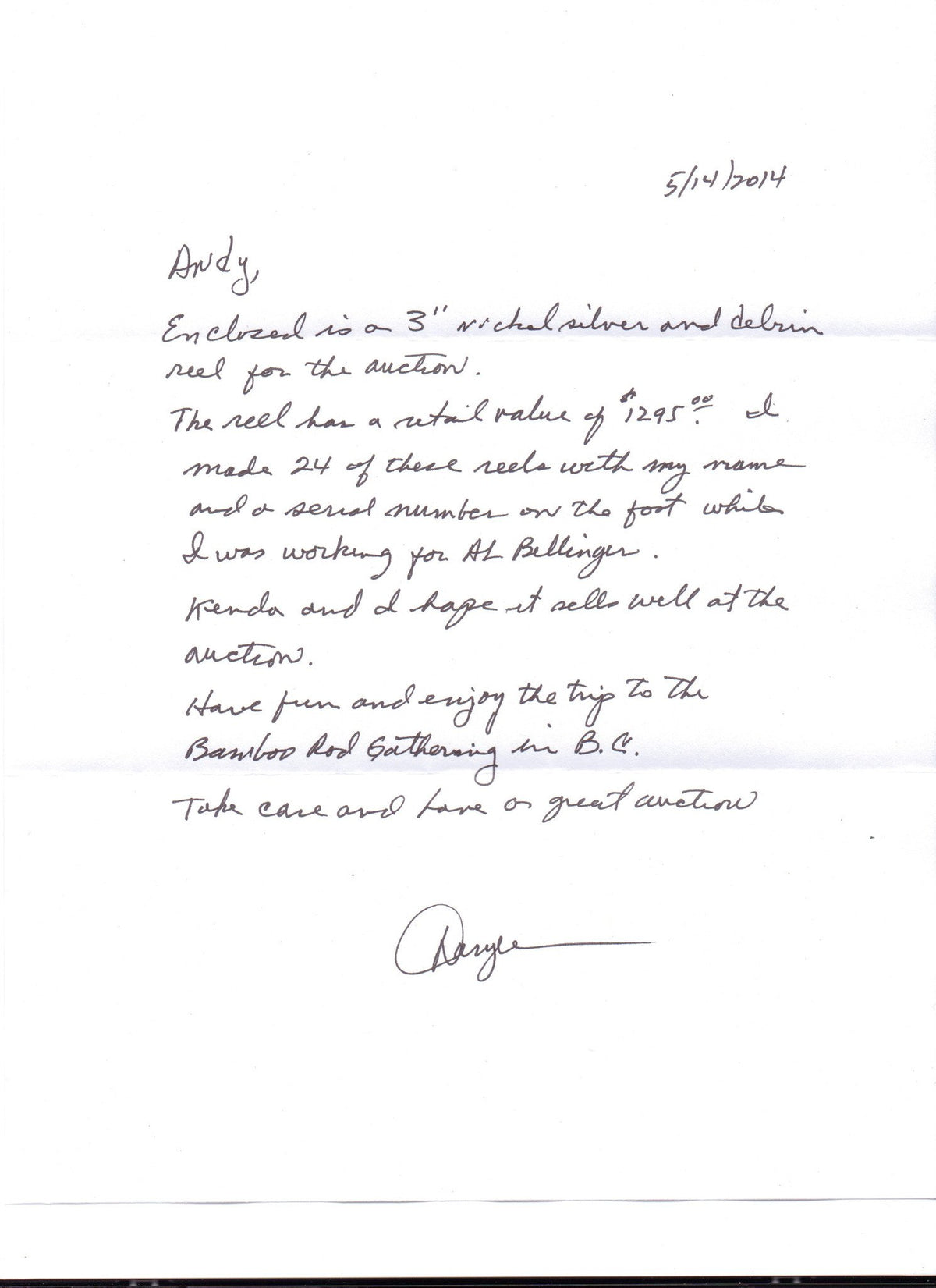 Bellinger-Whitehead 3" Nickel Silver Fly Reel 